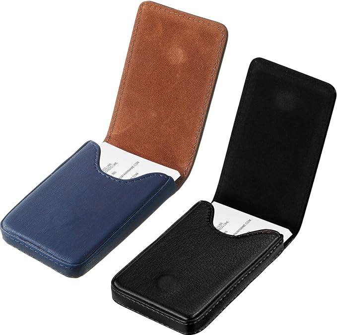 Outus 2 Pieces Business Card Holder, PU Leather Business Card Case Pocket Wallet by Outus