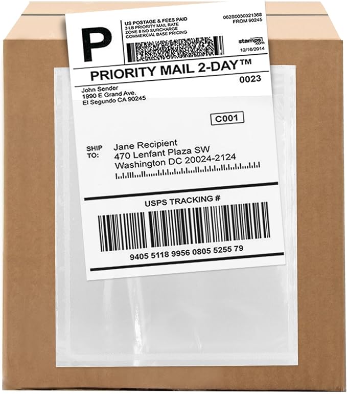 100 Count 4.5" x 6" Shipping Label Envelopes, Top Loading by GPI+POLY