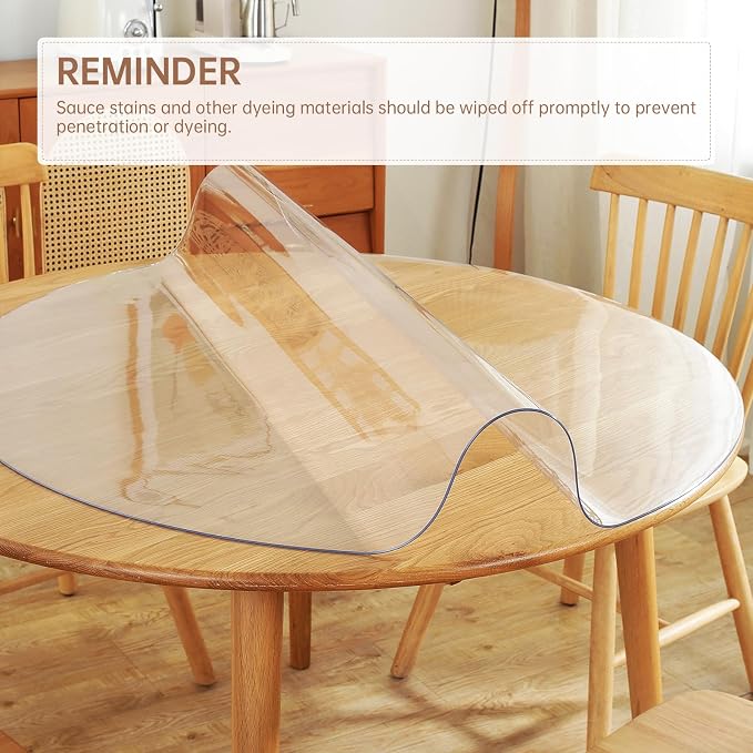 Warmstar Clear Table Protector 2mm Thick, Dia.30 Inch Round Clear Table Cover - Image 4