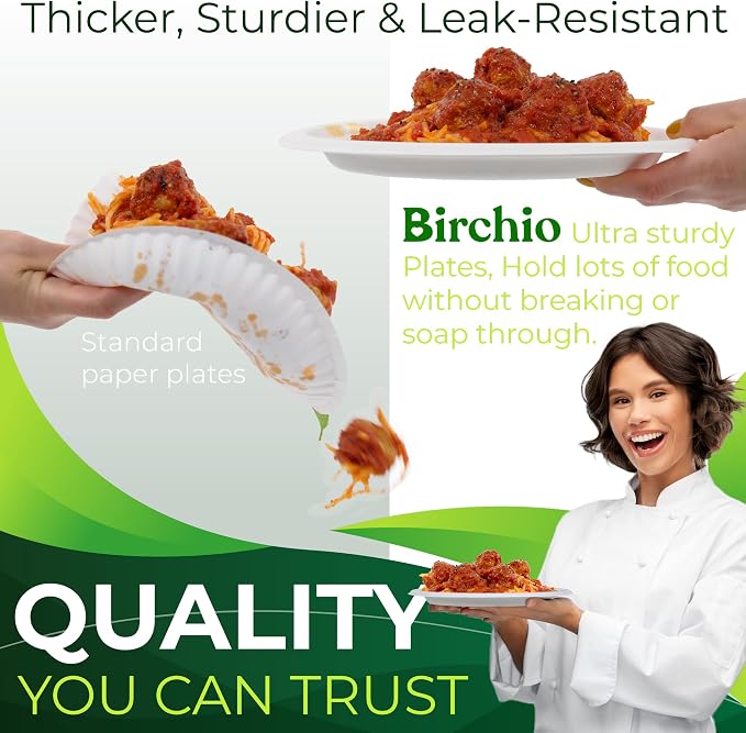 150pcs 100% Compostable Small Paper Plates, Heavy Duty, Eco Friendly Appetizer - Image 3