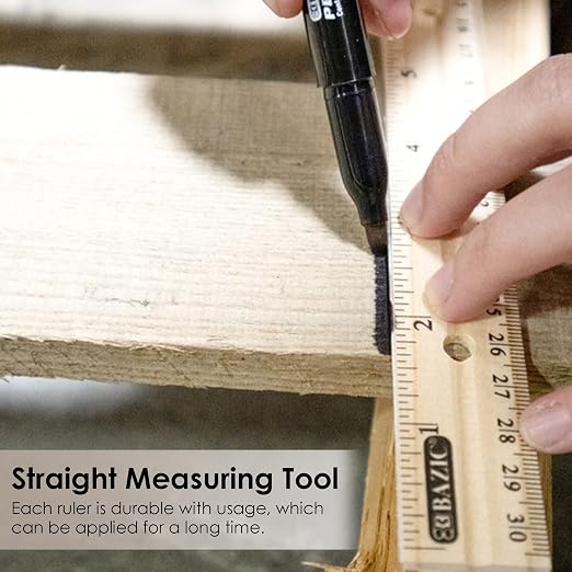 BAZIC Products 12 in Wooden Ruler, Inch & Metric | clear inch and centimeter - Image 5