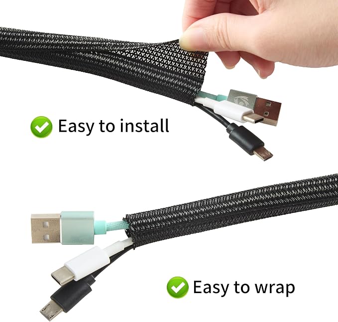 Split Wire Loom 3/8 Inch 25ft, Braided Cable Sleeve - Image 2