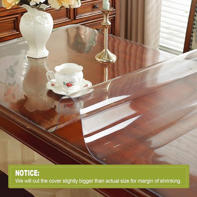 OstepDecor 40 x 78 Inch Clear Table Cover Protector, 2mm Thick Clear Plastic - Image 2
