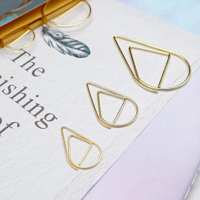 DEEDYGO 60 PCS Gold Paper Clips Teardrop Paperclips, 2 Inch/50 mm | Stainless - Image 3