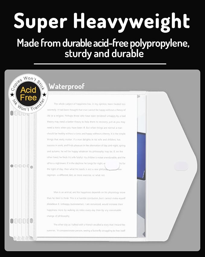 Forvencer Binder Pocket, 10 Pack Super Heavyweight Plastic Folders - Image 3