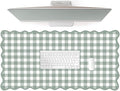 Scalloped‌ Sage Green Checkered Desk Mat Cute Pastel Large Gaming Mouse Pad by Unknown