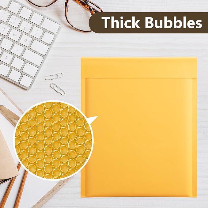 UCGOU Kraft Bubble Mailers 9.5x14.5 Inch 25 Pack Usable Size 9.5x13.5 Yellow - Image 4