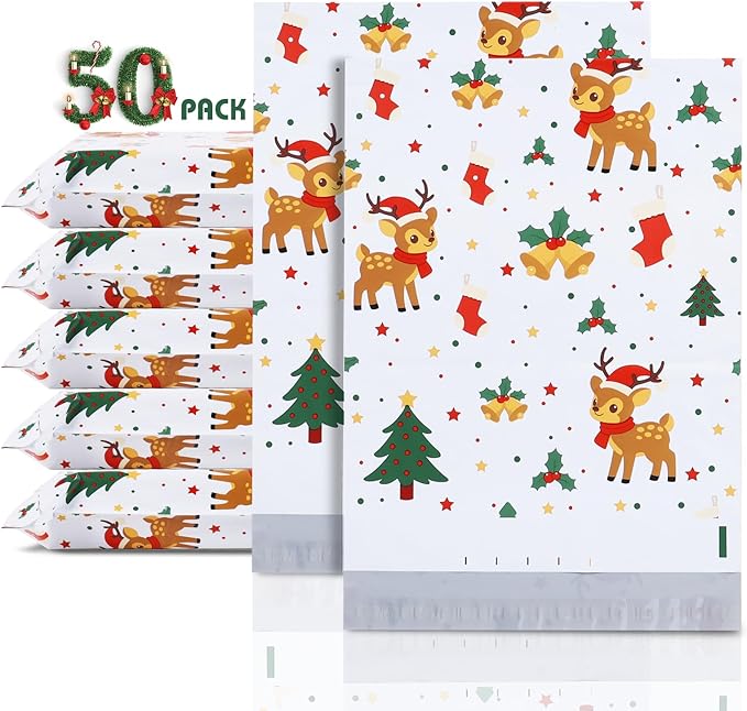 6x9 Inches cute Poly Mailers 50 Pcs Waterproof Self-Sealing Holiday Shipping by POLYSELLS
