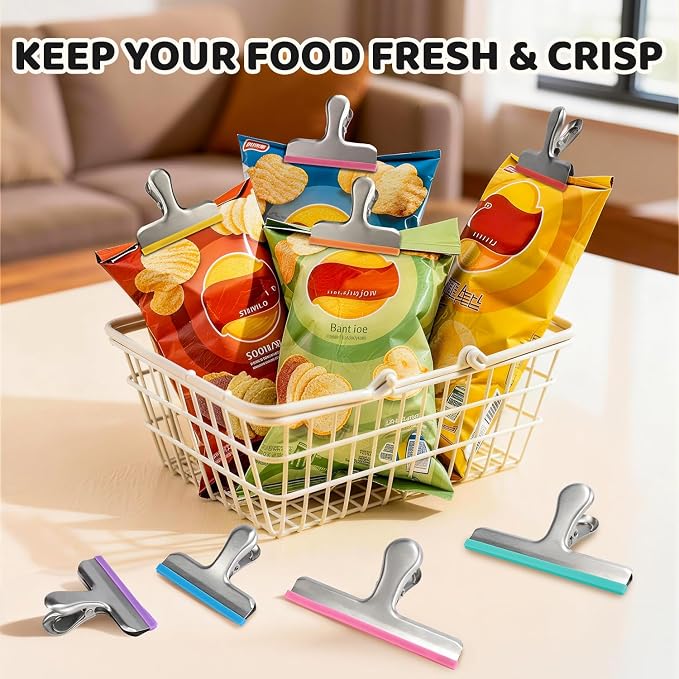 HOUSE AGAIN 8 Pack Stainless Steel Chip Bag Clips Covered - Image 5