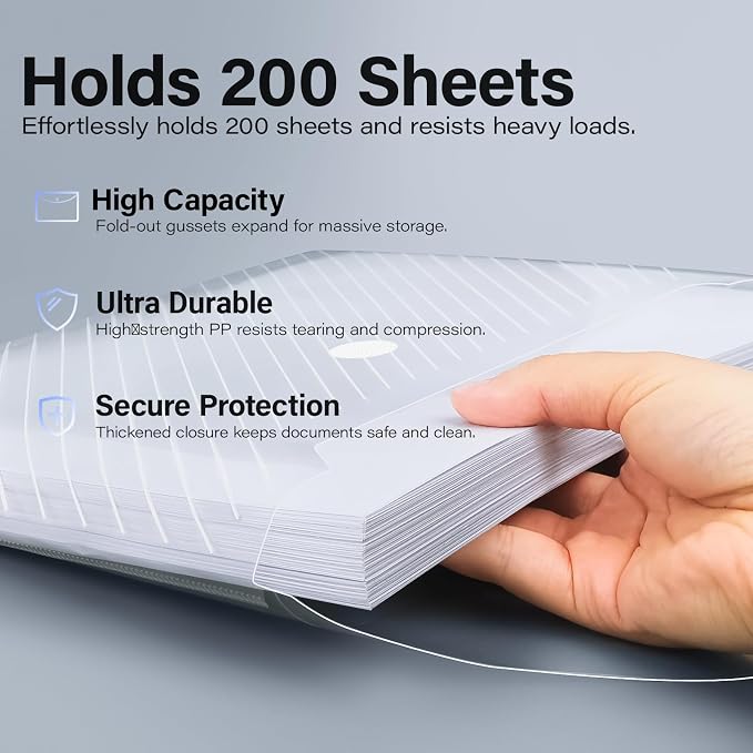 100 Pack, Plastic Envelopes – Transparent Waterproof Reusable File Folders - Image 4