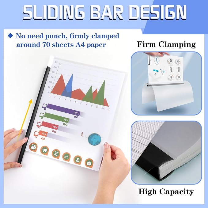 25 Pack Report Covers with Sliding Bar, Presentation Folders Resume Document - Image 3