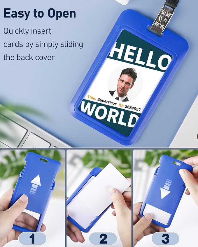 Uniclife 1 Pack Sliding ID Badge Holder Vertical Hard Plastic Case - Image 6