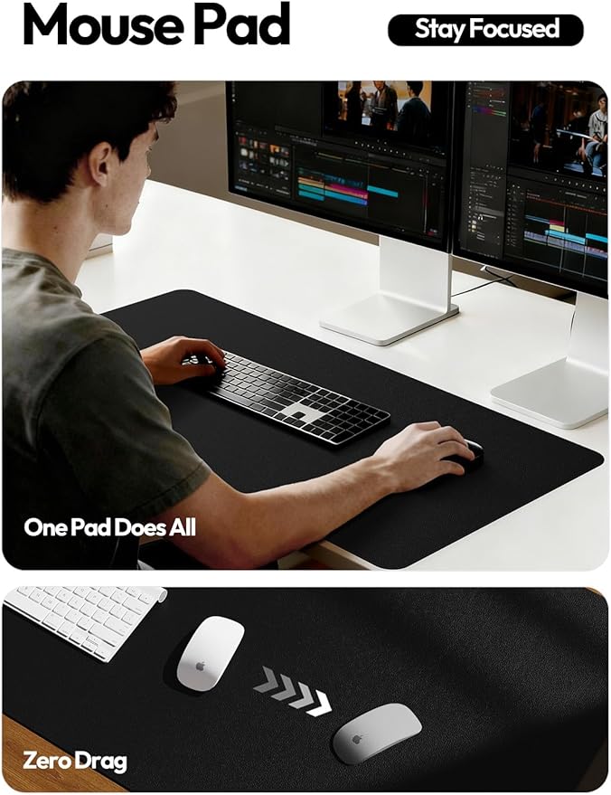 YSAGi Leather Desk Pad Protector, Office Desk Mat, Large Mouse Pad, Non-Slip PU - Image 5