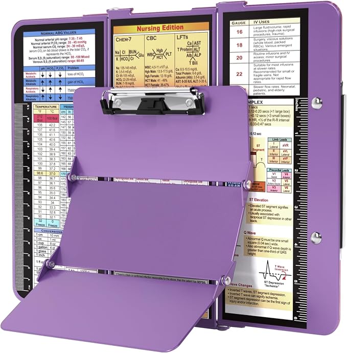 Nursing Clipboard Foldable, Foldable Clipboard w/Nursing Edition Medical Charts by HOZOLNursingClipboard