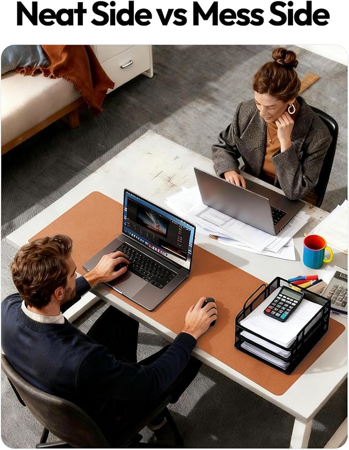 YSAGi Leather Desk Pad Protector, Office Desk Mat, Large Mouse Pad, Non-Slip PU - Image 7