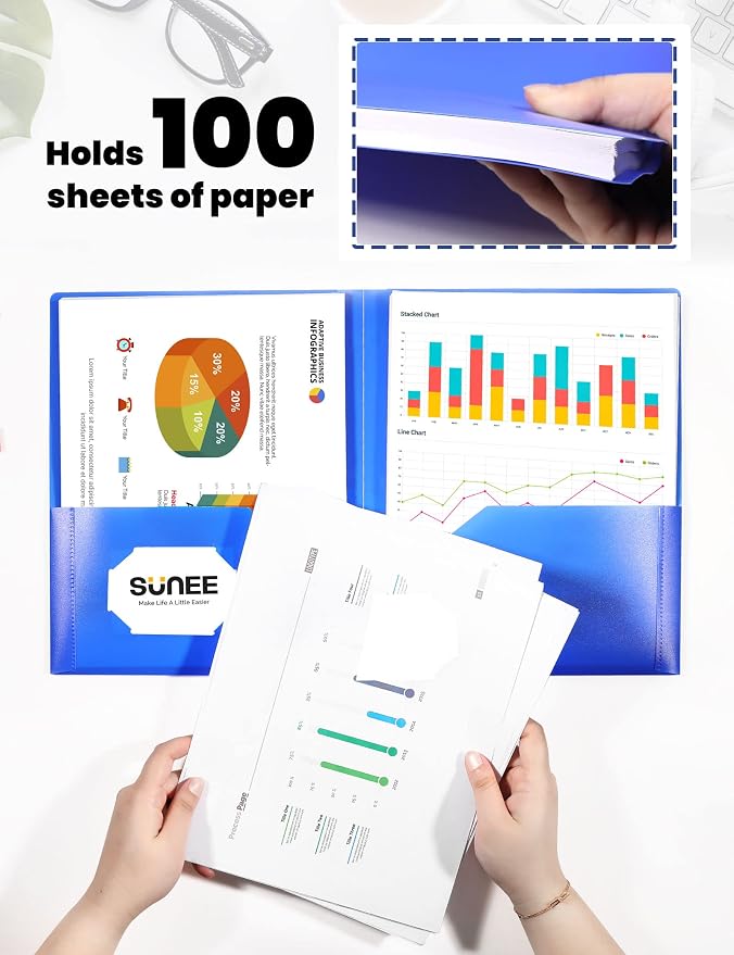 SUNEE Folders with Pockets, Plastic Folders with Pocket, Poly Folder - Image 4