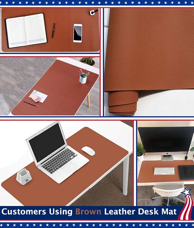 24 X 60 Inch XL Desk Mat Desktop Protector Non-Slip PU Leather Desk Pad Blotter - Image 4