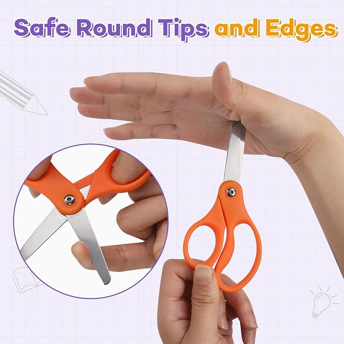 BURVAGY 10 Packs 5" Small School Student Blunt Tip Craft Kids Scissors - Image 3