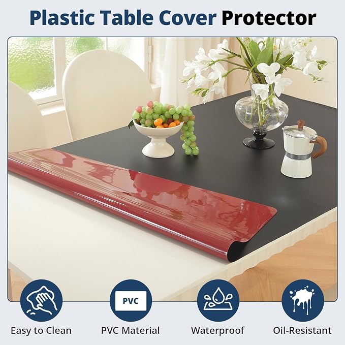 OstepDecor Black Table Cover Protector 42 x 84 Inch, 1.5mm Thick Plastic Table - Image 4