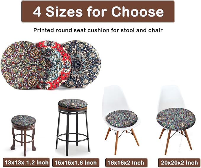 Sigmat Memory Foam Seat Cushion Anti-Slip Soft Round Chair Pad 18 Inch Geometric - Image 2