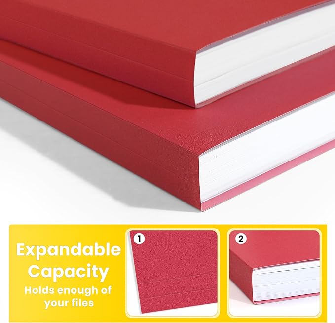 SUNEE File Folders Letter Size Red, 100 Pack Manilla Folders 8.5 x 11 1/3-Cut - Image 4