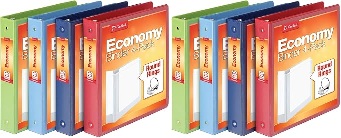 Cardinal 3 Ring Binders, Round Rings, Holds 350 Sheets, 1.5 Inch by TOPSProducts