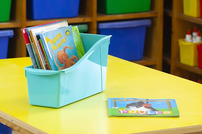 Storex Large Book Bin, 14.3 x 5.3 x 7 Inches, Case of 6 - Image 7