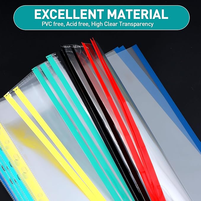 Sheet Protectors, PANDRI 300 Pack Color Heavy Duty Plastic Page Protectors - Image 4