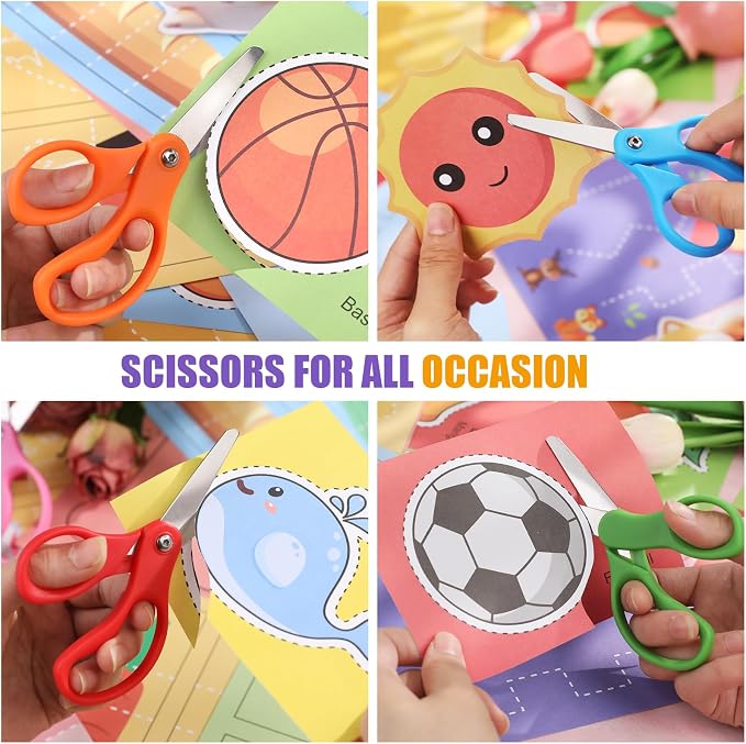 BURVAGY 12 Packs 5" Small School Student Blunt Tip Craft Kids Scissors - Image 7