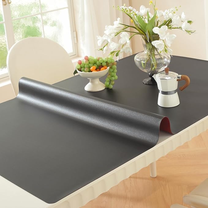 OstepDecor Black Table Protector 16 x 24 Inch, 1.5mm Thick Plastic Table Cover by OstepDecor