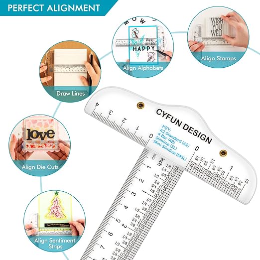 6PCS 6 Inches/15cm Acrylic Clear T-Square Ruler, Inches and Metric, T Square - Image 4