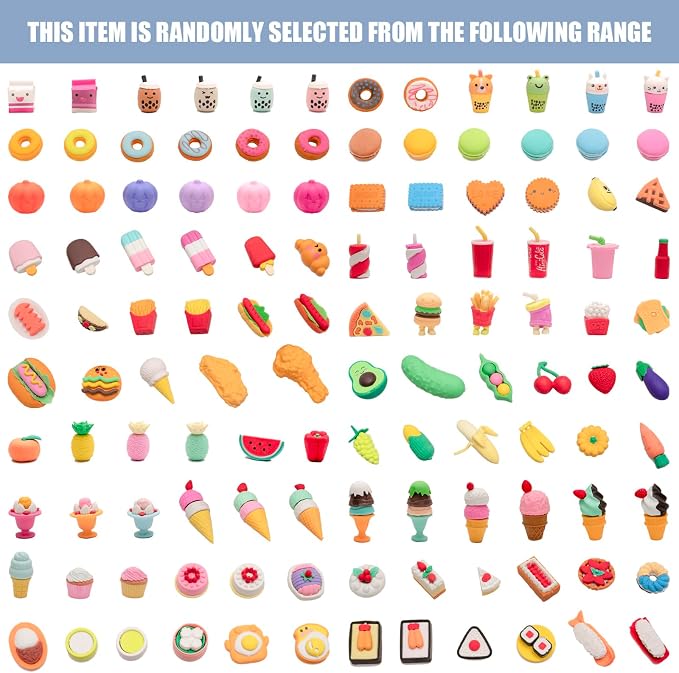 110pcs 3D Cute Kids Erasers, Random Desktop Pet Toys Gifts, Classroom Rewards - Image 7