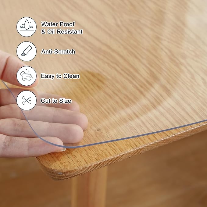 LovePads Clear Table Cover Protector, 42 x 90 Inch 2mm Thick Plastic Table Cover - Image 3