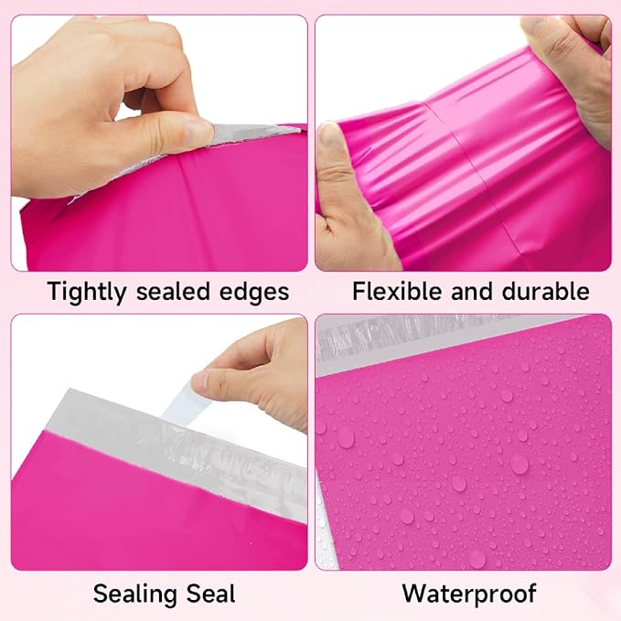 Pink Poly Mailers 12x15.5 Inch, 100 Pack | Self-seal shipping bags - Image 2