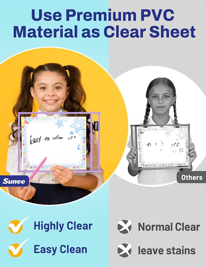 SUNEE 35 Packs Oversized Reusable Dry Erase Pocket Sleeves - Image 5