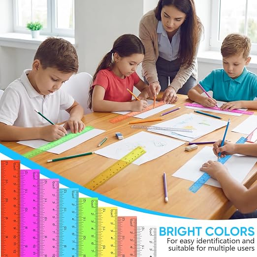 SenseYo 32 Pcs Clear Plastic Rulers 12 Inch Color Transparent Ruler - Image 6