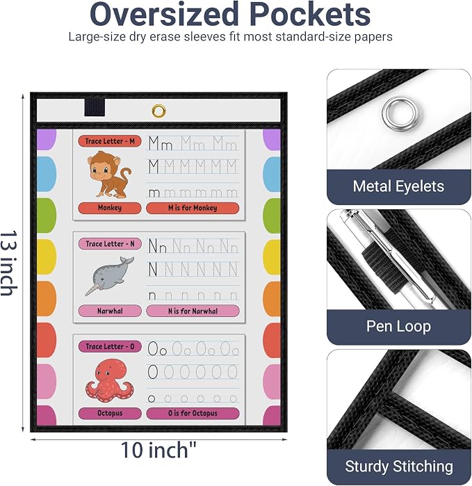 AKONEGE 50 Pack Oversized Dry Erase Pocket Sleeves - Image 2