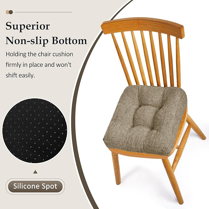 downluxe Chair Cushions for Dining Chairs 4 Pack, Tufted Indoor Chair Pads - Image 3