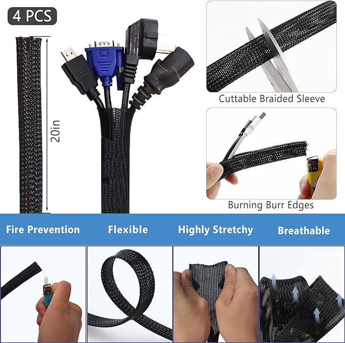 ELII 327PCS White Cable Management Kit 4 Cable Cable Sleeves 65 Cable Clips | - Image 3