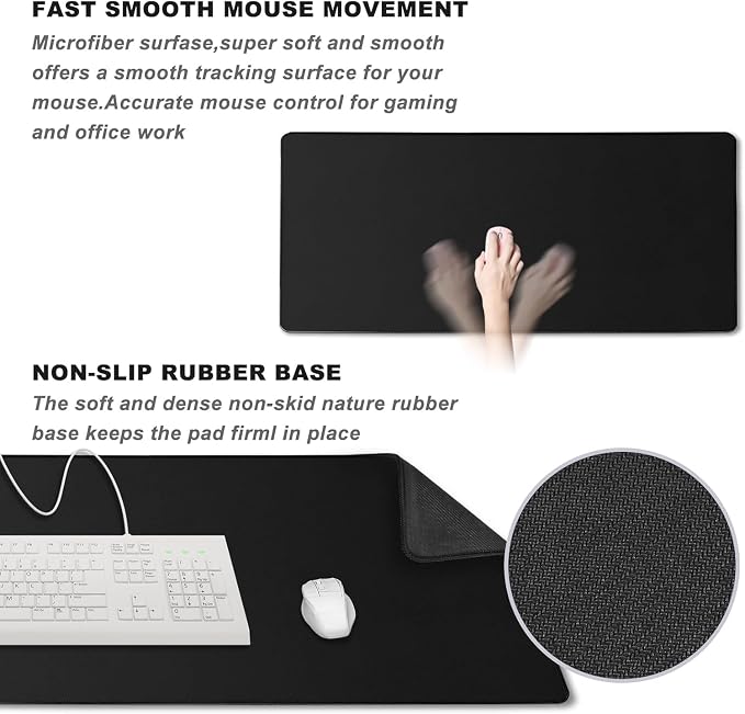 39.1" x 23.5" Waterproof Fabric Desk Pad, Rubber Anti-Slip Base, Stitched Edges - Image 5