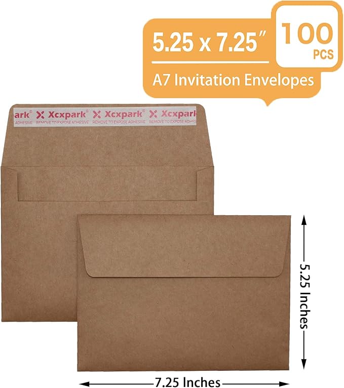 Xxcxpark 100 Qty Printable A7 Invitation Envelopes 5.25X7.25 inches Cards - Image 2