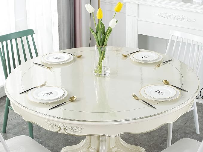Deep Dream 1.5mm Thick 58 Inches Clear Round Table Protector, Round Table Cover by DeepDream