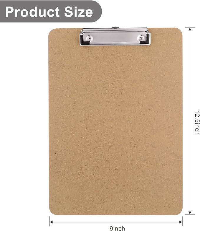 Wood Clipboards Set of 8, Letter Size Hardboard Clip Board 8.5x11 | A4 Standard - Image 2