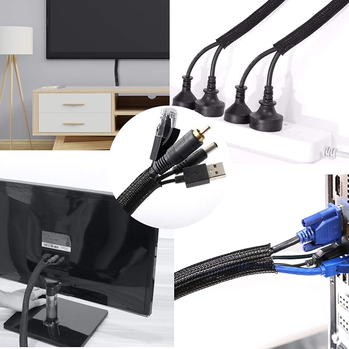 25ft - 3/4 inch Braided Cable Management Sleeve Cord Protector - Self-Wrapping - Image 5