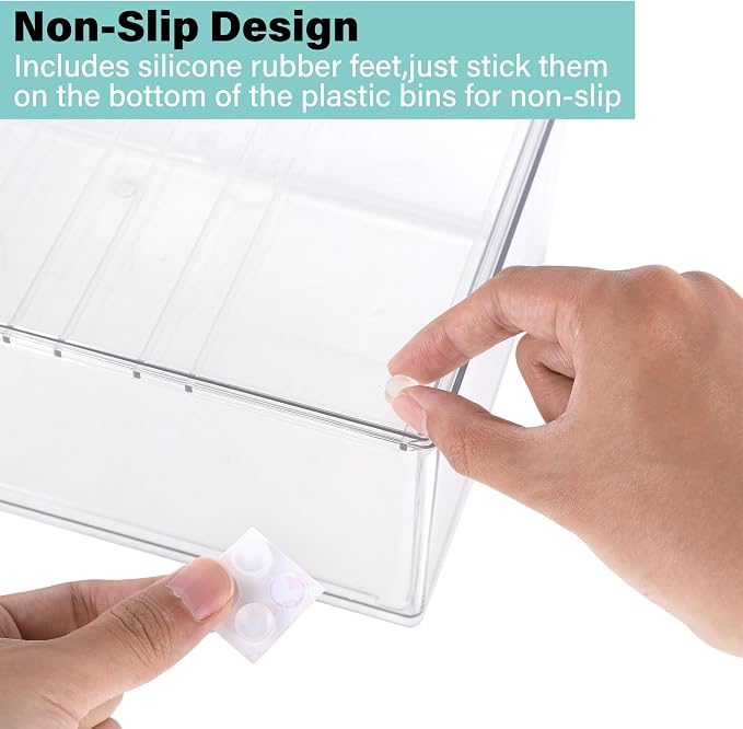 Prsildan Acrylic Makeup Organizer, 3 Pack Stackable Clear Storage Drawers - Image 6