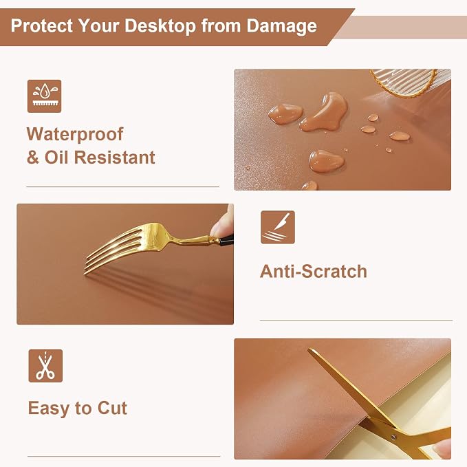 OstepDecor Brown Table Cover Protector 16 x 48 Inch, 1.5mm Thick Plastic Table - Image 6