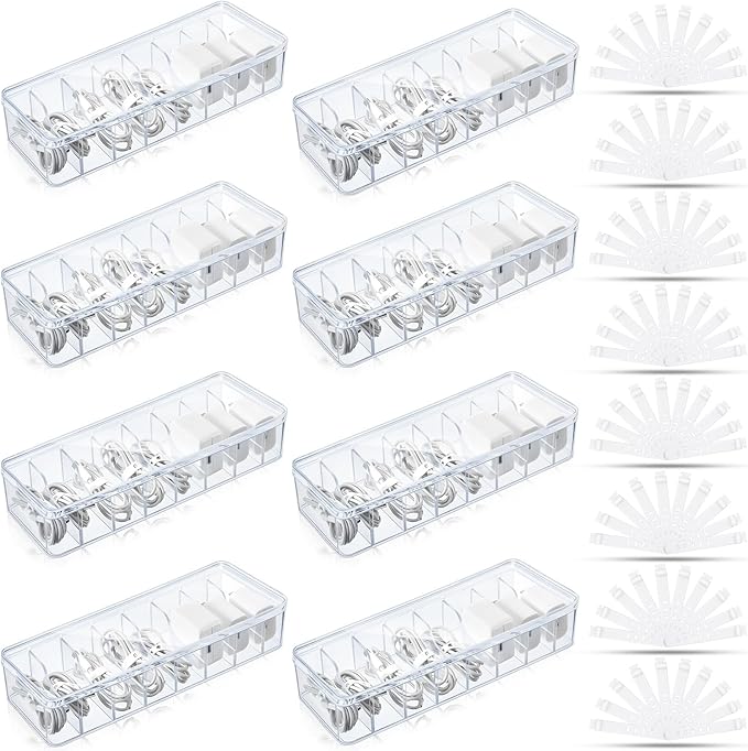 Tatuo 8 Pcs Cord Organizer for Drawer Desktop, Cable Organizer Box by Tatuo