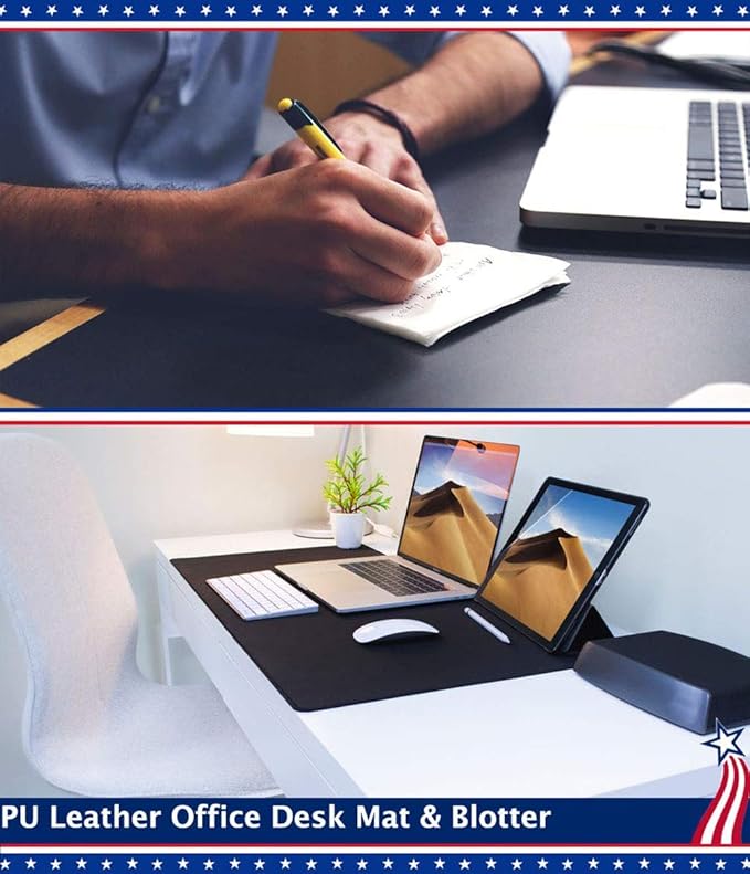 24 X 60 Inch XL Desk Mat Desktop Protector Non-Slip PU Leather Desk Pad Blotter - Image 2