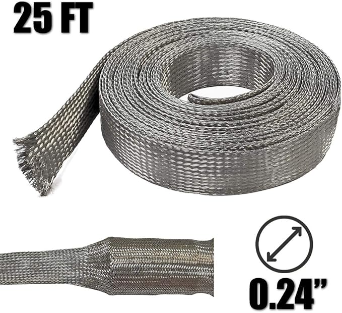 Electriduct 3/8" Tinned Copper Metal Braid Sleeving Flexible EMI RFI Shielding - Image 2