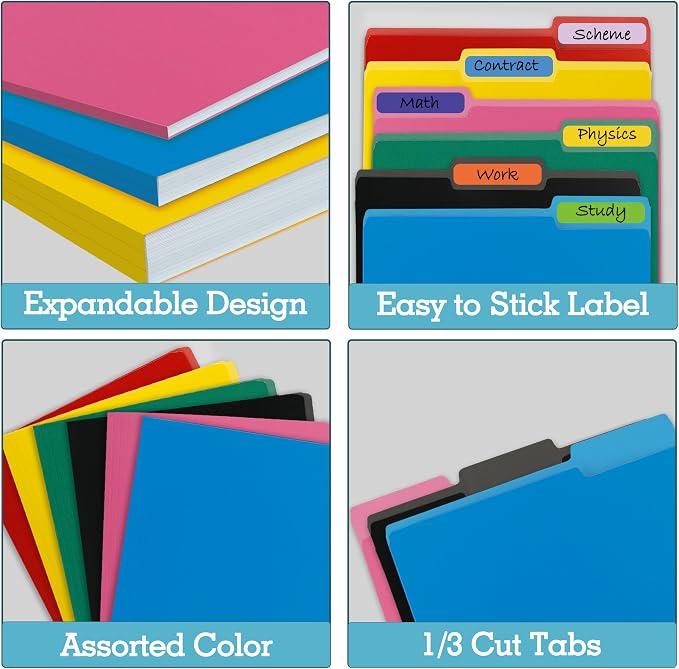 Two Tone Color File Folder 8.5 x 11 Inch, 36 Packs Yellow File Folders - Image 4